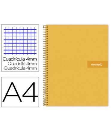 Cuaderno espiral liderpapel a4 crafty tapa forrada 80h 90 gr cuadro 4mm con margen color naranja