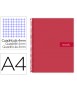 Cuaderno espiral liderpapel a4 crafty tapa forrada 80h 90 gr cuadro 4mm con margen color roja