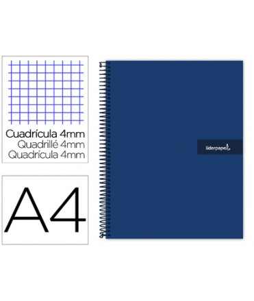 Cuaderno espiral liderpapel a4 crafty tapa forrada 80h 90gr cuadro 4mm con margen color azul marino