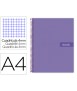 Cuaderno espiral liderpapel a4 crafty tapa forrada 80h 90gr cuadro 4mm con margen color violeta