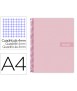 Cuaderno espiral liderpapel a4 crafty tapa forrada 80h 90 gr cuadro 4mm con margen color rosa