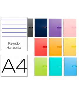 Cuaderno espiral liderpapel a4 crafty tapa forrada 80h 90 gr rayado horizontal con margen colores surtidos