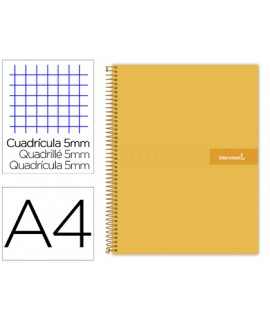 Cuaderno espiral liderpapel a4 micro crafty tapa forrada 120h 90 gr cuadro 5mm 5 bandas 4 colores color naranja