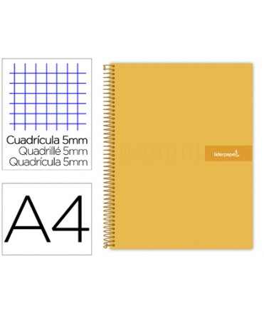 Cuaderno espiral liderpapel a4 micro crafty tapa forrada 120h 90 gr cuadro 5mm 5 bandas 4 colores color naranja