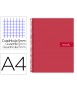 Cuaderno espiral liderpapel a4 micro crafty tapa forrada 120h 90 gr cuadro 5mm 5 bandas 4 colores color rojo