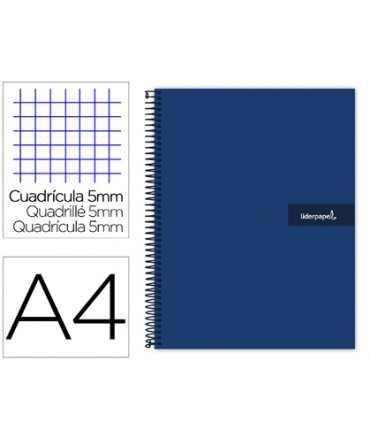 Cuaderno espiral liderpapel a4 micro crafty tapa forrada 120h 90 gr cuadro 5mm 5 bandas 4 colores color azul