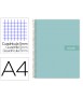 Cuaderno espiral liderpapel a4 micro crafty tapa forrada 120h 90gr cuadro 5mm 5 bandas 4 taladros color turquesa