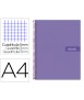 Cuaderno espiral liderpapel a4 micro crafty tapa forrada 120h 90gr cuadro 5mm 5 bandas 4 taladros color violeta