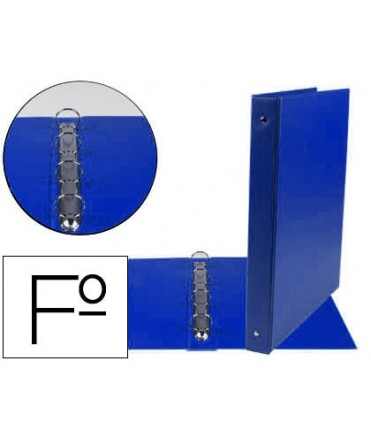 Carpeta liderpapel 4 anillas 25 mm redondas plastico folio color azul marino