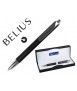 Boligrafo belius charleroi negro punta 0,5 mm tinta gel azul en estuche