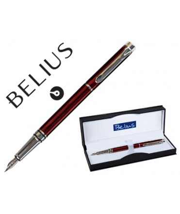 Pluma belius nuremberg rojo tinta azul en estuche