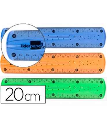 Regla liderpapel plastico flexible 20 cm colores surtidos