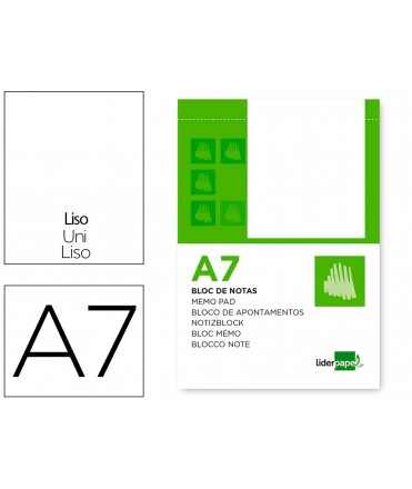 Bloc notas liderpapel liso a7 80 hojas 60g/m2 perforado