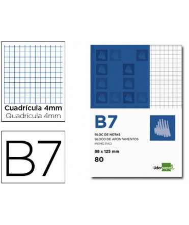 Bloc notas liderpapel cuadro 4mm b7 80 hojas 60g/m2 perforado