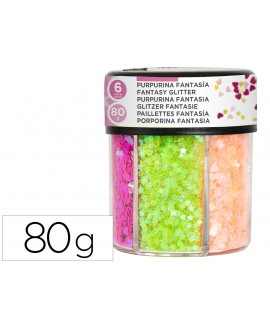 Purpurina fantasia liderpapel corazon y estrella colores neon bote de 80gr