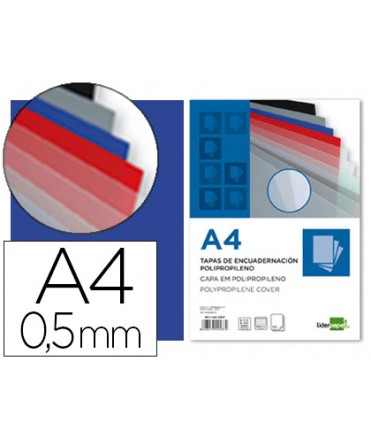 Binding cover liderpapel polypropylene a4 0.5 mm translucent blue pack of 100 units