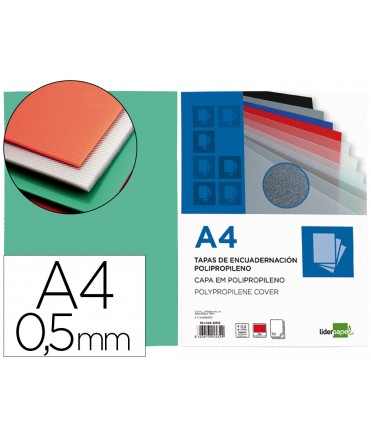 Binding cover liderpapel polypropylene a4 0.5 mm translucent green pack of 100 units