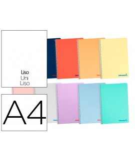 Cuaderno espiral liderpapel a4 wonder tapa plastico 80h 90 gr liso colores surtidos