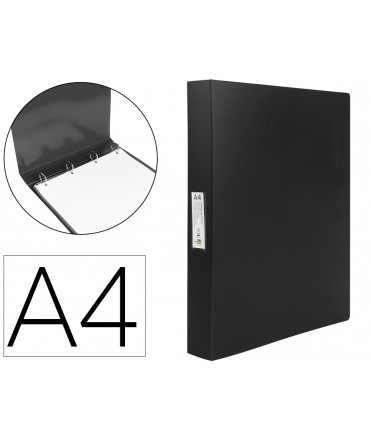 Carpeta liderpapel 4 anillas 25 mm mixtas polipropileno din a4 negro opaco