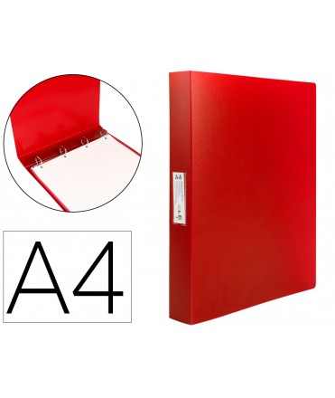 Carpeta liderpapel 4 anillas 25 mm mixtas polipropileno din a4 rojo translucido