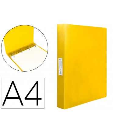 Carpeta liderpapel 4 anillas 25 mm mixtas polipropileno din a4 amarillo fluor opaco