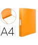Carpeta liderpapel 4 anillas 25 mm mixtas polipropileno din a4 naranja fluor opaco