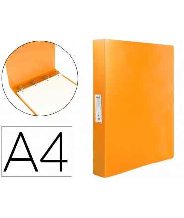Carpeta liderpapel 4 anillas 25 mm mixtas polipropileno din a4 naranja fluor opaco