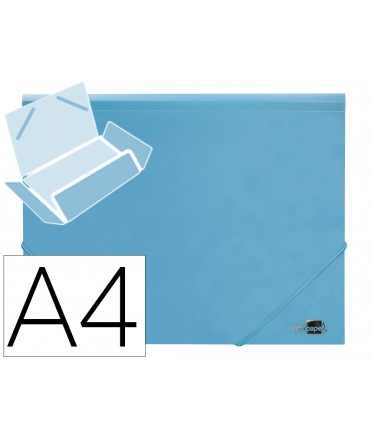 Carpeta liderpapel gomas tres solapas polipropileno din a4 color celeste opaco