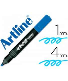 Rotulador artline fluorescente ek-660 azul punta biselada