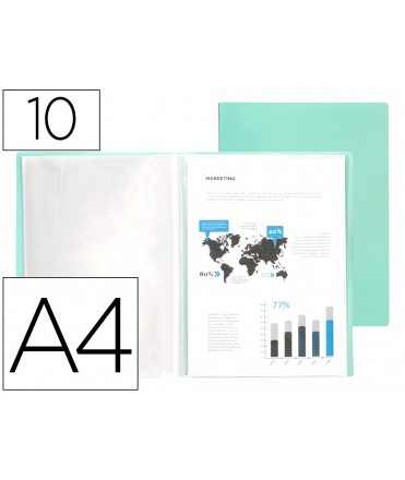 Carpeta liderpapel escaparate 10 fundas polipropileno din a4 verde manzana opaco