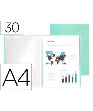 Carpeta liderpapel escaparate 30 fundas polipropileno din a4 verde manzana opaco
