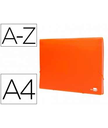 Folder liderpapel Classifier Bellows Polypropylene Din A4 Orange Fluor Opaque 13 Departments