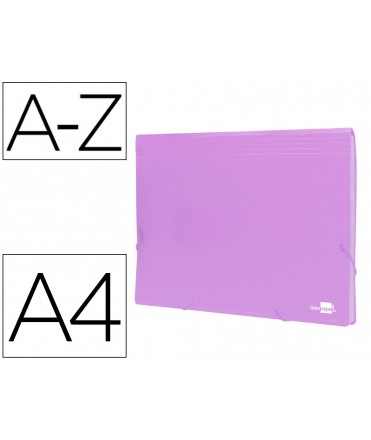 Carpeta liderpapel clasificador fuelle polipropileno din a4 lavanda opaco 13 departamentos