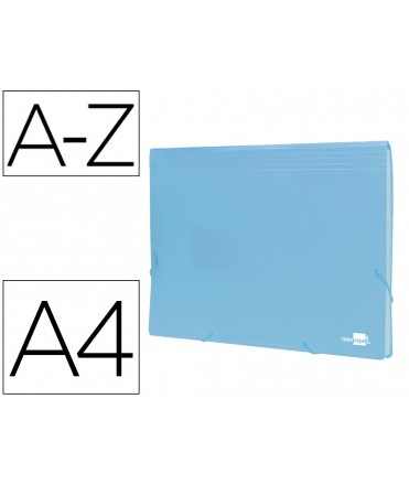 Carpeta liderpapel clasificador fuelle polipropileno din a4 celeste opaco 13 departamentos