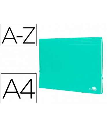 Carpeta liderpapel clasificador fuelle polipropileno din a4 verde opaco 13 departamentos