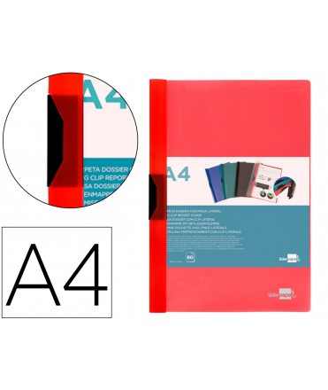 Carpeta liderpapel dossier pinza lateral polipropileno din a4 rojo translucido 60 hojas pinza deslizante