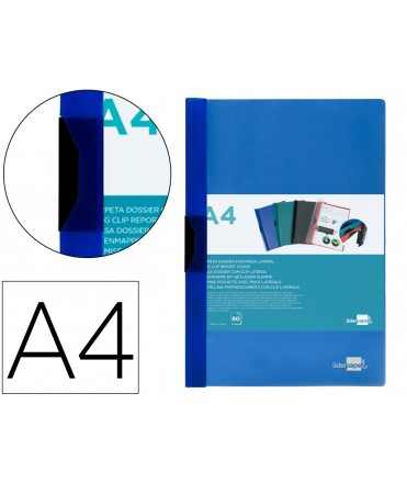 Carpeta liderpapel dossier pinza lateral polipropileno din a4 azul translucido 60 hojas pinza deslizante
