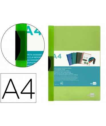 Carpeta liderpapel dossier pinza lateral polipropileno din a4 verde translucido 60 hojas pinza deslizante