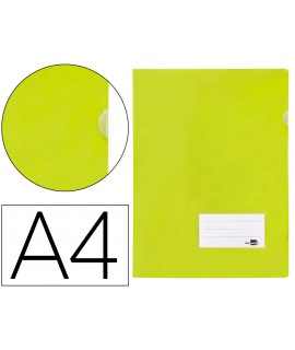 Carpeta liderpapel dossier a4 uñero con tarjetero y solapa interior amarillo fluor opaco