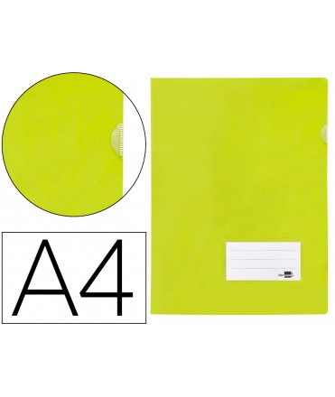 Carpeta liderpapel dossier a4 uñero con tarjetero y solapa interior amarillo fluor opaco