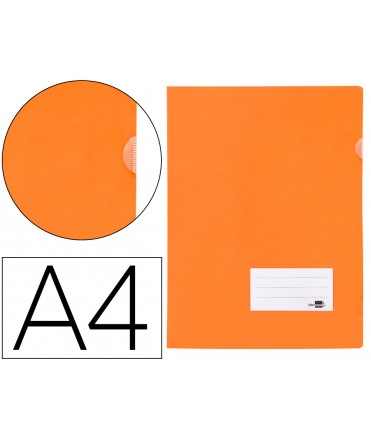 Carpeta liderpapel dossier a4 uñero con tarjetero y solapa naranja fluor opaco