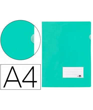 Carpeta liderpapel dossier a4 uñero con tarjetero y solapa verde manzana opaco