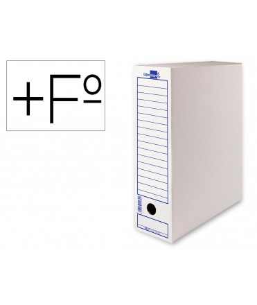 Caja archivo definitivo liderpapel folio prolongado carton reciclado 400g/m2 lomo 116 mm blanco 388x116x275 mm