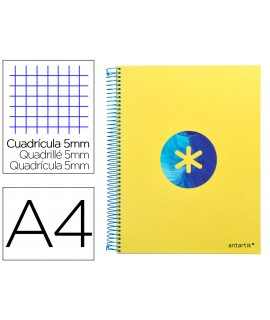 Cuaderno espiral liderpapel a4 micro antartik tapa forrada120h 100 gr cuadro 5 banda 4 taladros trending amarillo