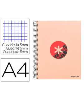 Spiral notebook liderpapel a4 micro antartik lined cover120h 100 gr frame 5 band 4 holes trending coral