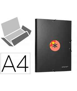 Carpeta liderpapel antartik gomas a4 3 solapas carton forrado trending color negro