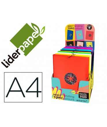 Carpeta liderpapel antartik gomas a4 3 solapas carton forrado trending colores surtidos