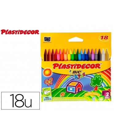 Lapices cera plastidecor caja de 18 unidades colores surtidos