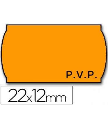 Etiquetas meto onduladas 22x12 mm pvp naranja fluor adh.2 rollo 1500 etiquetas