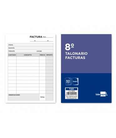 Talonario liderpapel facturas 8º original y copia t201 sin i.v.a.